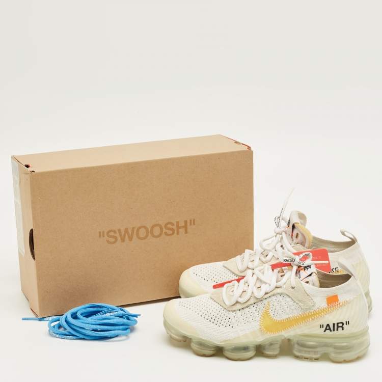 Pre Owned Off-White x Nike White Knit Fabric Air VaporMax Sneakers Size 37.5