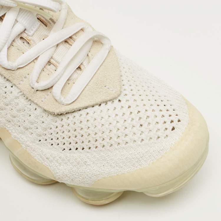 Pre Owned Off-White x Nike White Knit Fabric Air VaporMax Sneakers Size 37.5