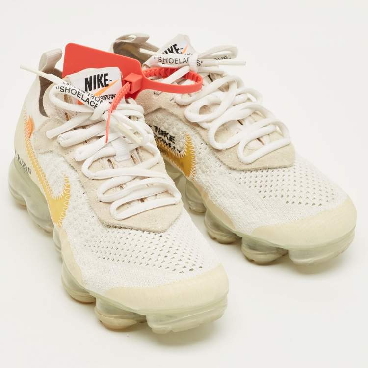 Pre Owned Off-White x Nike White Knit Fabric Air VaporMax Sneakers Size 37.5