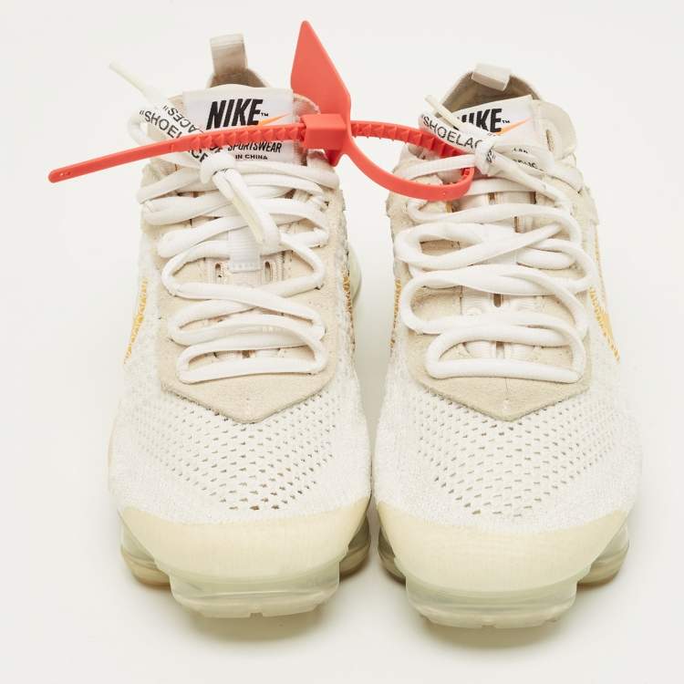 Pre Owned Off-White x Nike White Knit Fabric Air VaporMax Sneakers Size 37.5