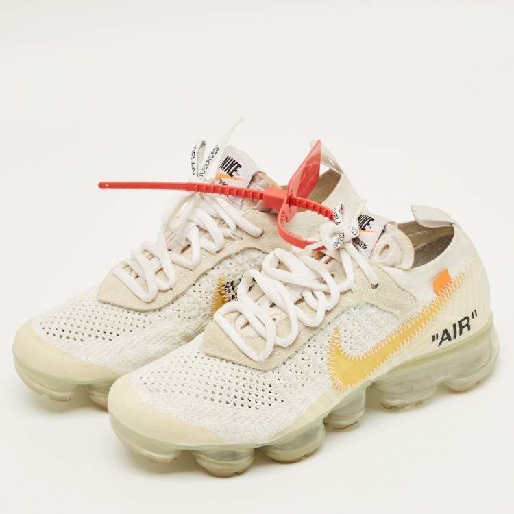 Pre Owned Off-White x Nike White Knit Fabric Air VaporMax Sneakers Size 37.5