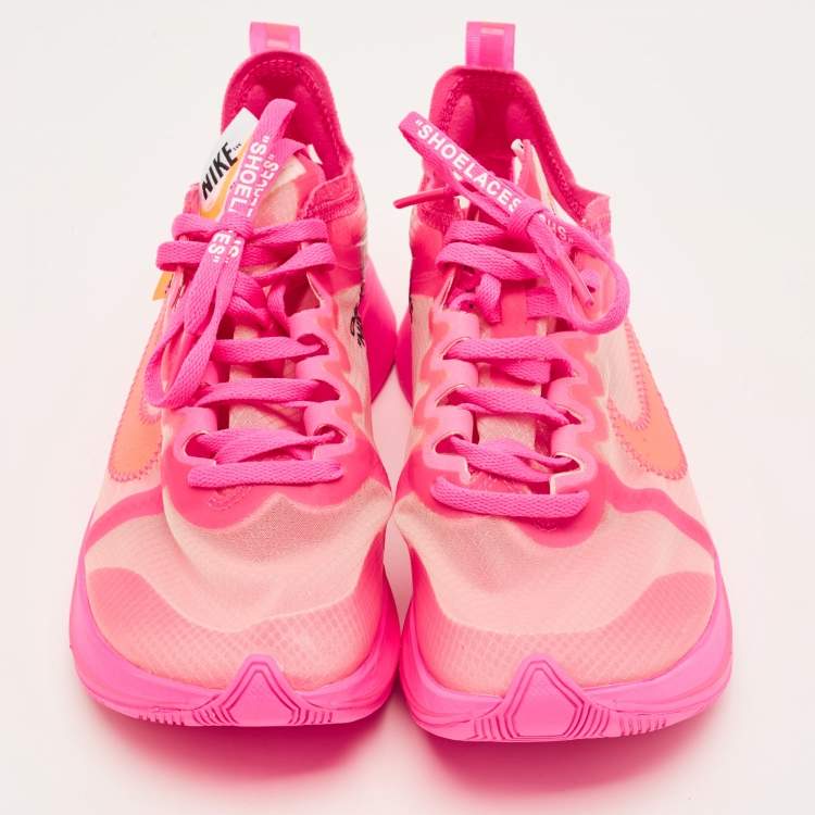 Pre Owned Off-White x Nike Pink/Transparent Mesh Zoom Fly Sneakers Size 38