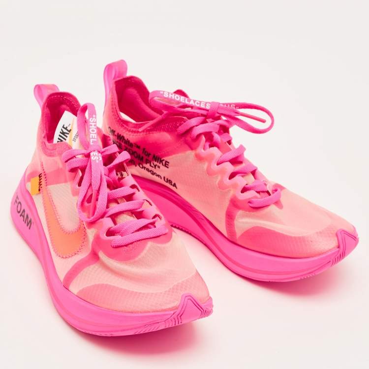 Pre Owned Off-White x Nike Pink/Transparent Mesh Zoom Fly Sneakers Size 38