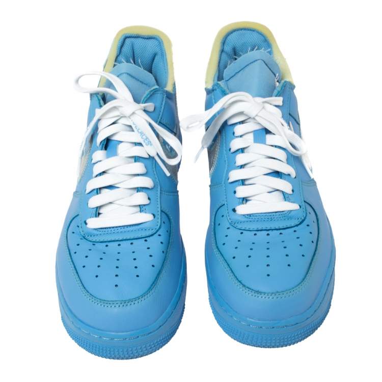 Pre Owned Off-White x Nike Blue Leather MCA Air Force 1 Sneakers Size 43