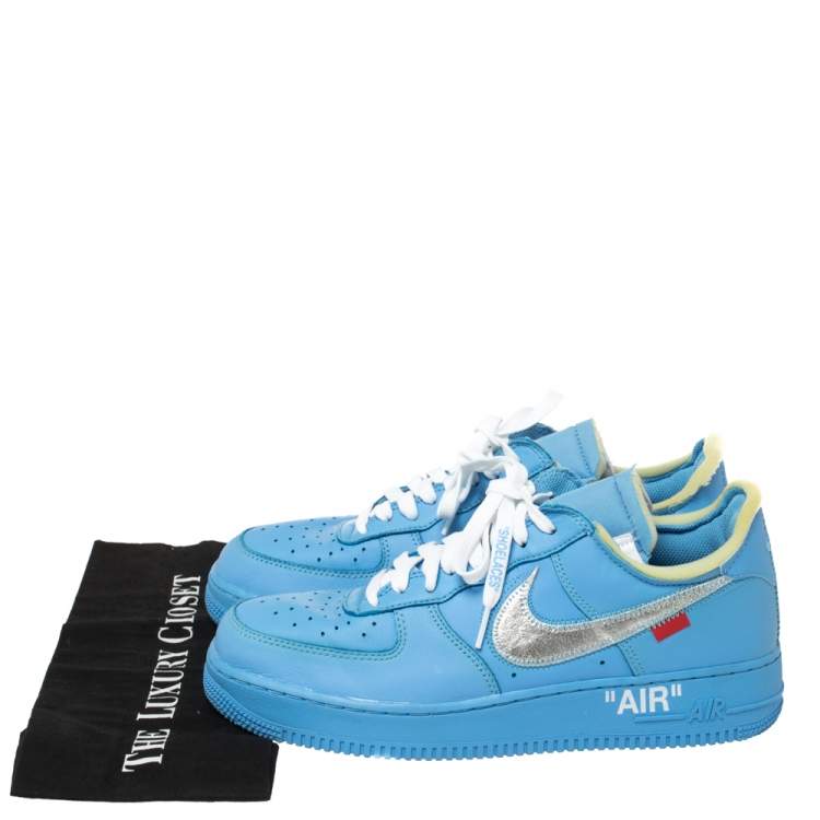 Pre Owned Off-White x Nike Blue Leather MCA Air Force 1 Sneakers Size 43