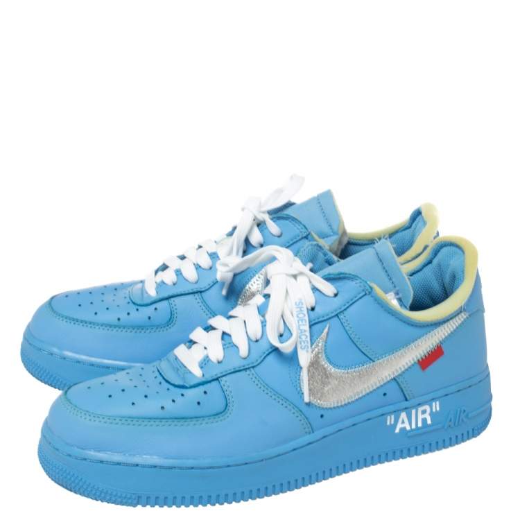 Pre Owned Off-White x Nike Blue Leather MCA Air Force 1 Sneakers Size 43