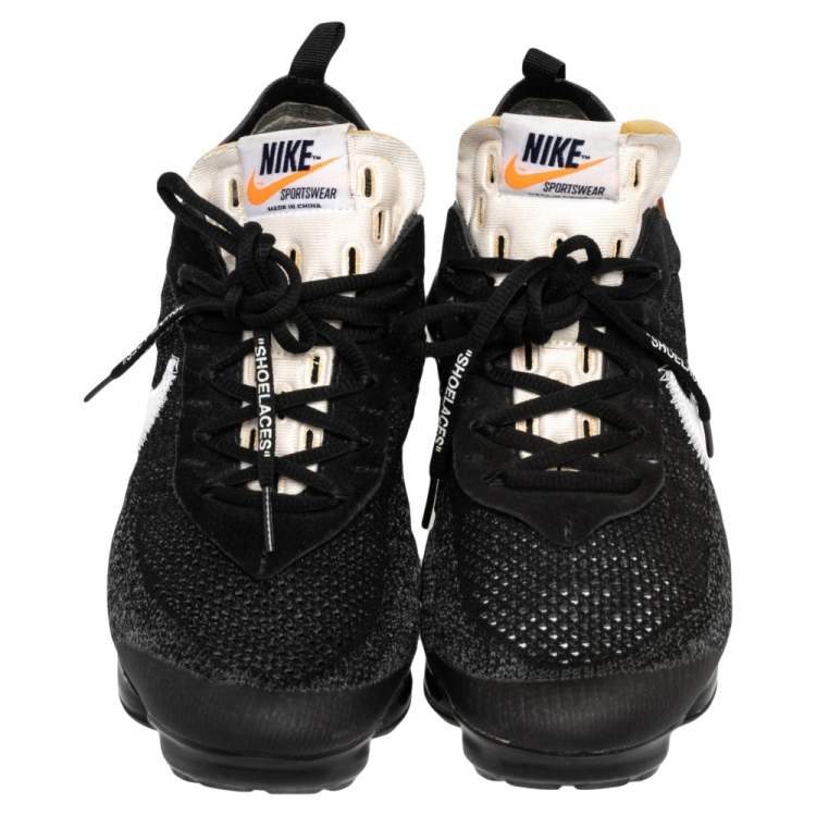 مملوكة مسبقًا Nike x Off-White Black Knit Fabric And Suede Air Vapormax Sneakers Size 42
