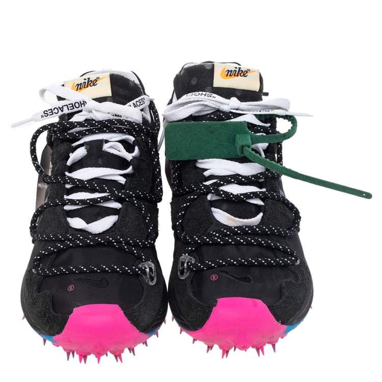 Pre Owned Off White x Nike Black Nylon And Suede Zoom Terra Kiger 5 Low Top Sneakers Size 40.5