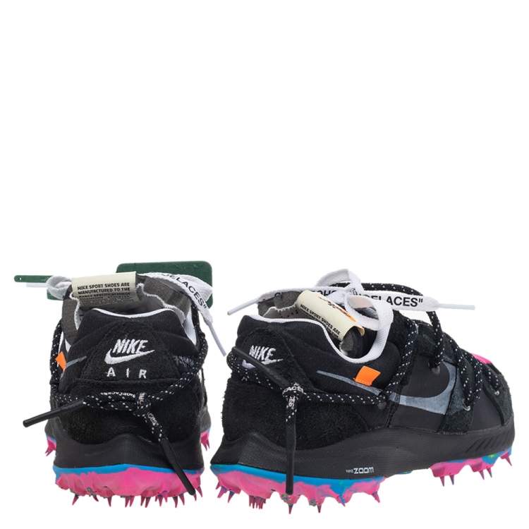 Pre Owned Off White x Nike Black Nylon And Suede Zoom Terra Kiger 5 Low Top Sneakers Size 40.5