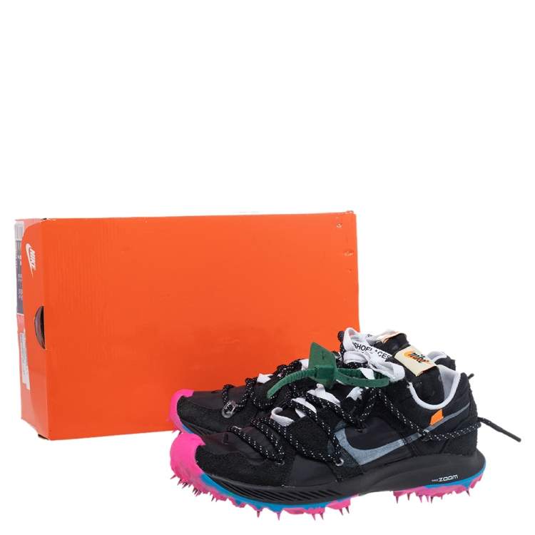 Pre Owned Off White x Nike Black Nylon And Suede Zoom Terra Kiger 5 Low Top Sneakers Size 40.5