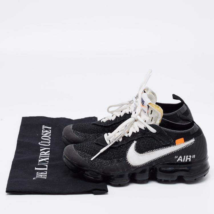 Pre Owned Nike x Off-White Black Knit Fabric And Suede Air Vapormax Sneakers Size 38
