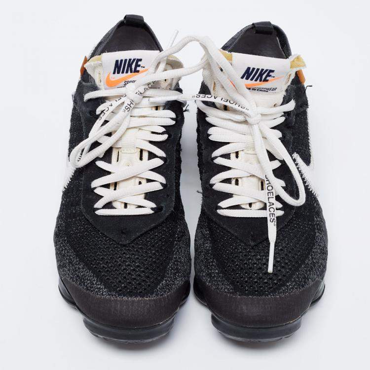 Pre Owned Nike x Off-White Black Knit Fabric And Suede Air Vapormax Sneakers Size 38