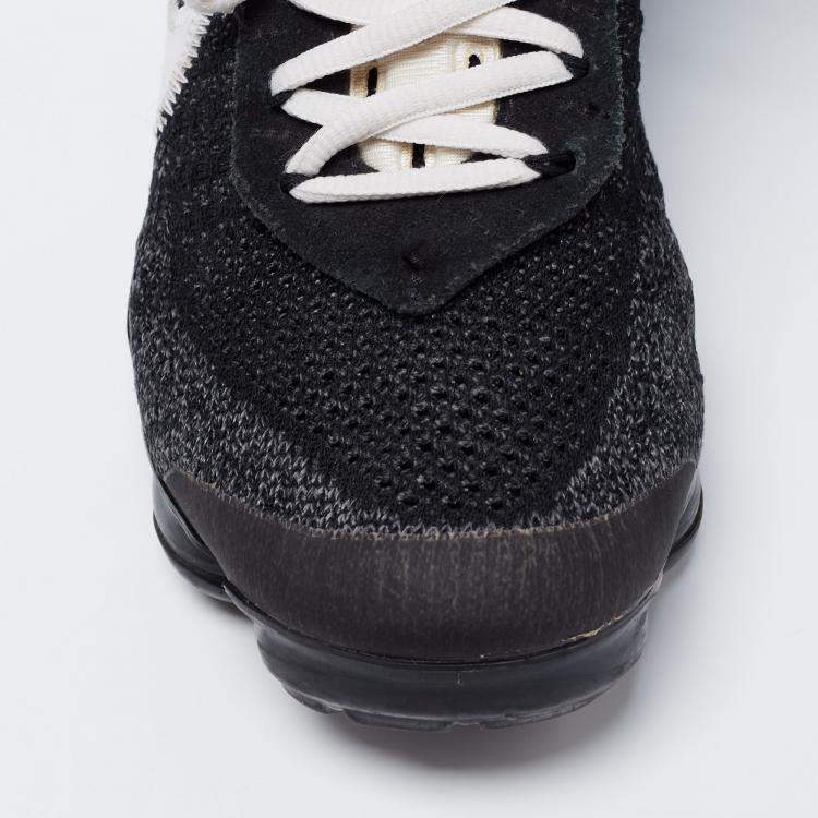 Pre Owned Nike x Off-White Black Knit Fabric And Suede Air Vapormax Sneakers Size 38