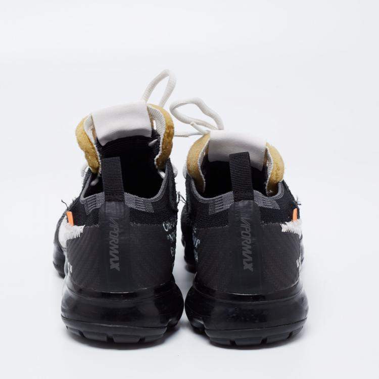 Pre Owned Nike x Off-White Black Knit Fabric And Suede Air Vapormax Sneakers Size 38