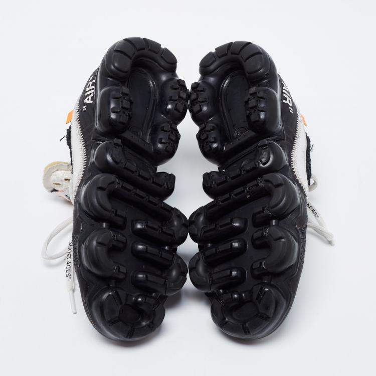 Pre Owned Nike x Off-White Black Knit Fabric And Suede Air Vapormax Sneakers Size 38