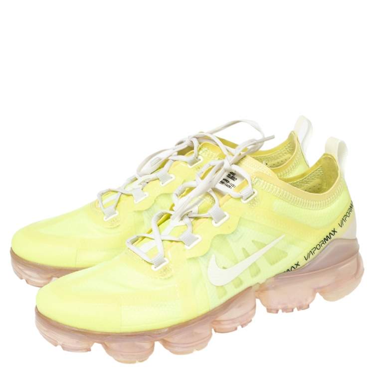 Pre Owned Nike Luminous Green Nylon And Suede Air Vapormax Sneakers Size 38.5