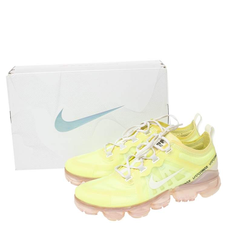 Pre Owned Nike Luminous Green Nylon And Suede Air Vapormax Sneakers Size 38.5