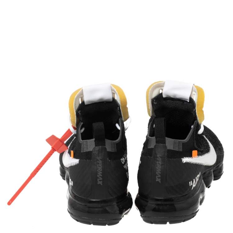 Pre Owned Nike x Off-White Black Knit Fabric And Suede Air Vapormax Sneakers Size 42.5