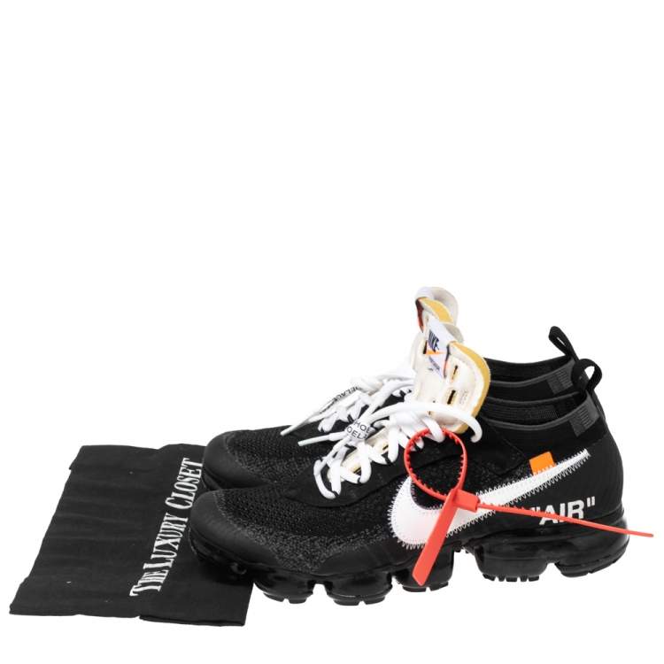 Pre Owned Nike x Off-White Black Knit Fabric And Suede Air Vapormax Sneakers Size 42.5