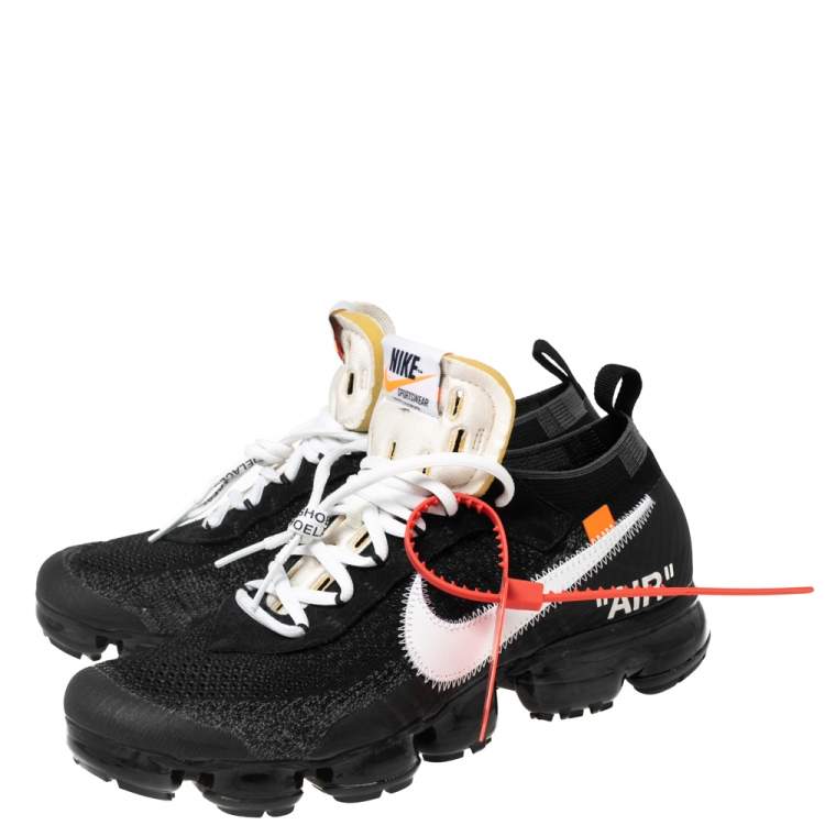 Pre Owned Nike x Off-White Black Knit Fabric And Suede Air Vapormax Sneakers Size 42.5