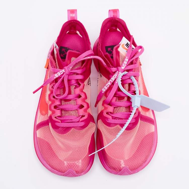 Pre Owned Off White x Nike Shocking Pink Translucent Nylon The 10 Nike Zoom Fly Sneakers Size 38.5