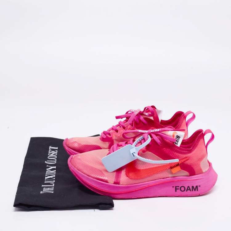 Pre Owned Off White x Nike Shocking Pink Translucent Nylon The 10 Nike Zoom Fly Sneakers Size 38.5