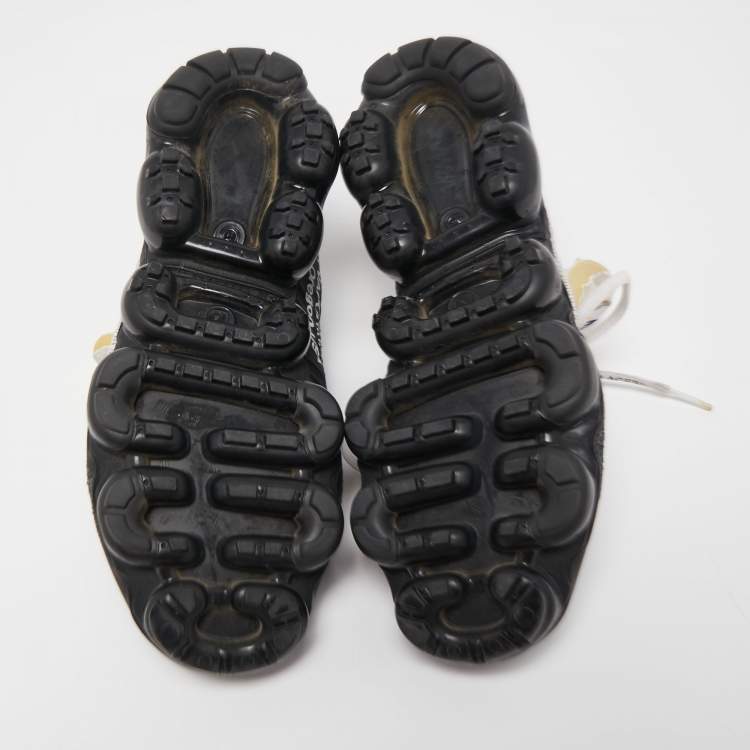 Pre Owned Off-White x Nike Black Knit Fabric and Suede Air VaporMax Sneakers Size 40.5