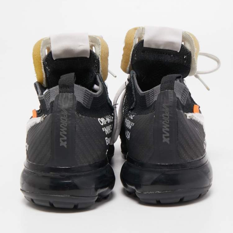 Pre Owned Off-White x Nike Black Knit Fabric and Suede Air VaporMax Sneakers Size 40.5