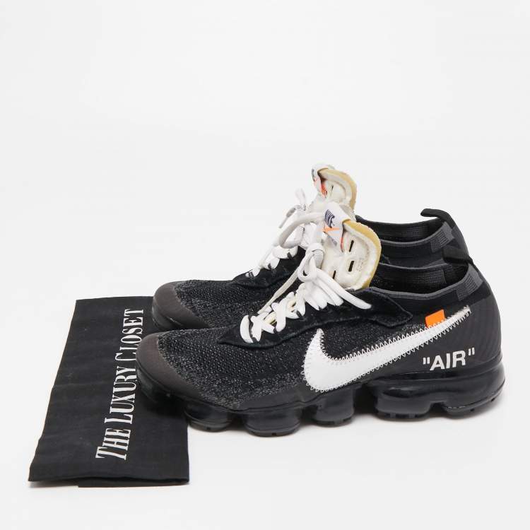 Pre Owned Off-White x Nike Black Knit Fabric and Suede Air VaporMax Sneakers Size 40.5