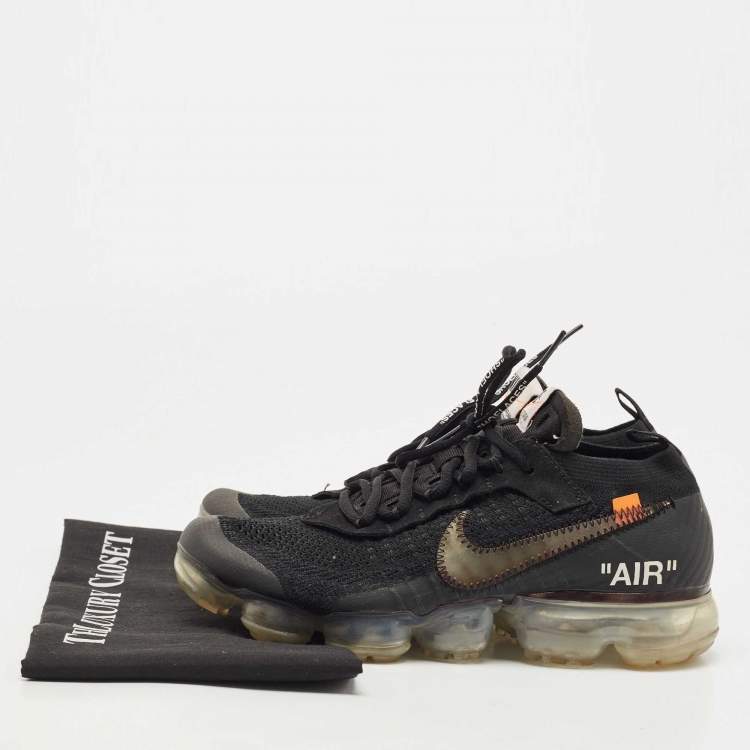 Pre Owned Off-White x Nike Black Knit Fabric Vapormax Sneakers Size 40.5