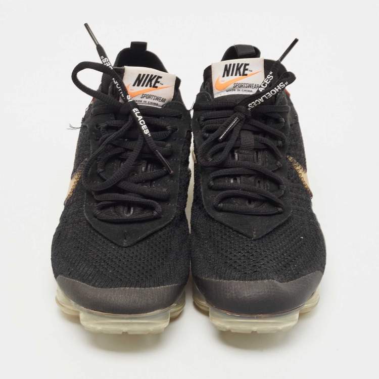 Pre Owned Off-White x Nike Black Knit Fabric Vapormax Sneakers Size 40.5