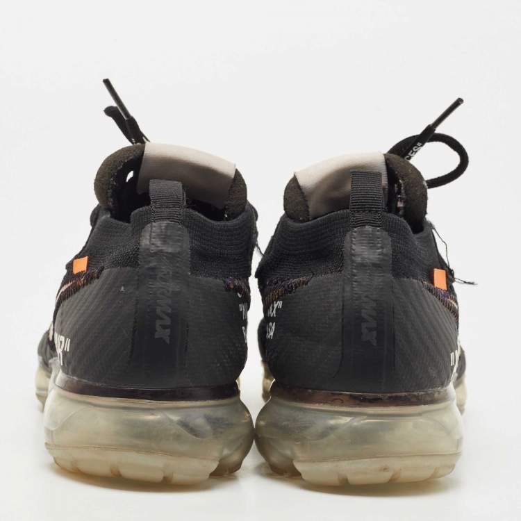 Pre Owned Off-White x Nike Black Knit Fabric Vapormax Sneakers Size 40.5