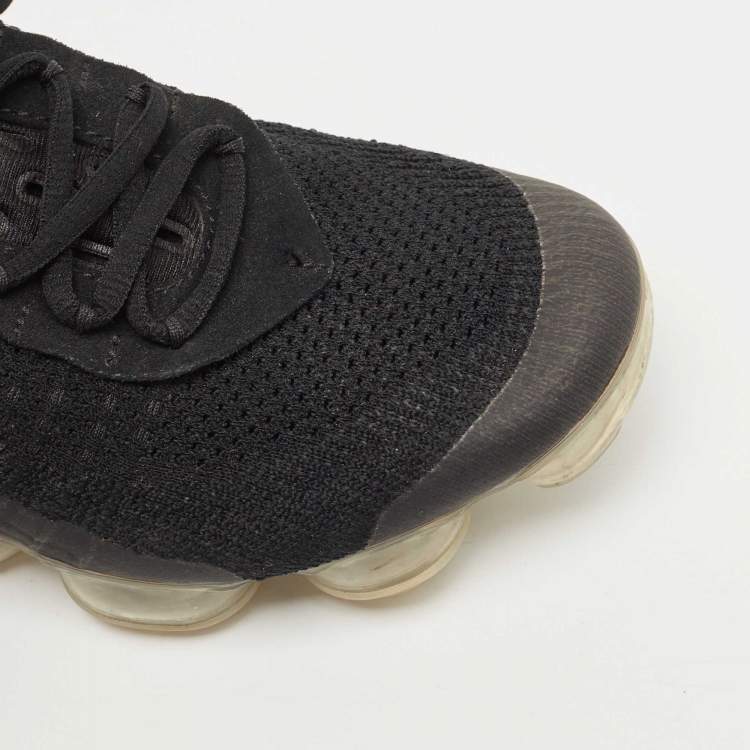 Pre Owned Off-White x Nike Black Knit Fabric Vapormax Sneakers Size 40.5