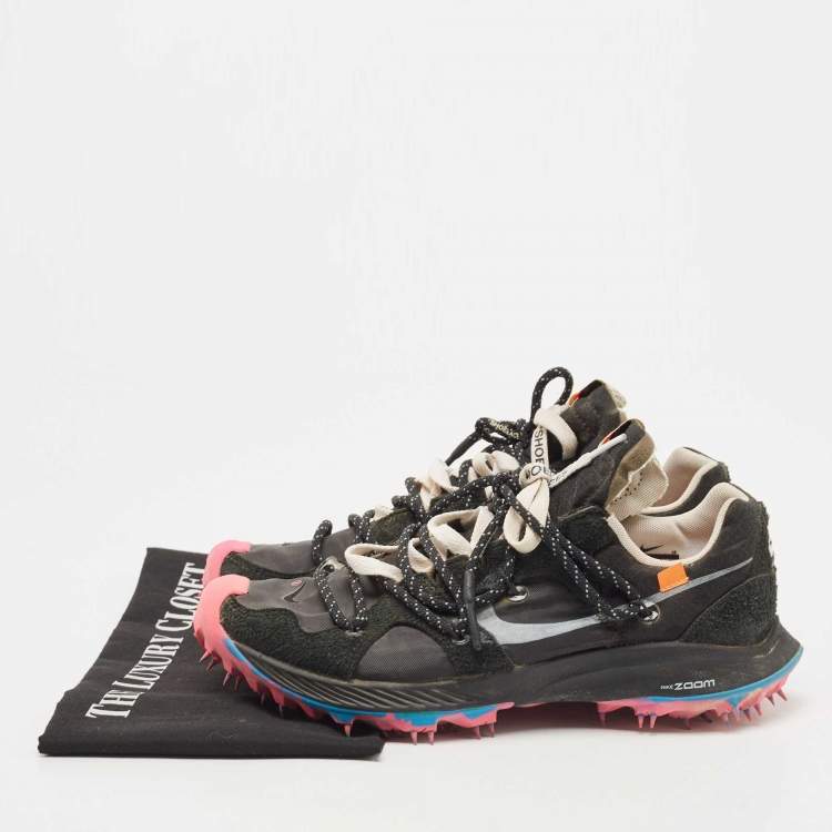 Pre Owned Off-White x Nike Black/Pink Suede and Nylon Zoom Terra Kiger 5 Sneakers Size 40