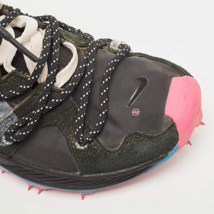 Pre Owned Off-White x Nike Black/Pink Suede and Nylon Zoom Terra Kiger 5 Sneakers Size 40