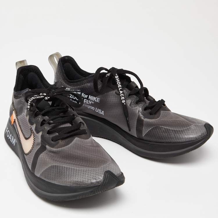 Pre Owned Off White x Nike Two Tone Mesh Zoom Fly SP Black Sneakers Size 40