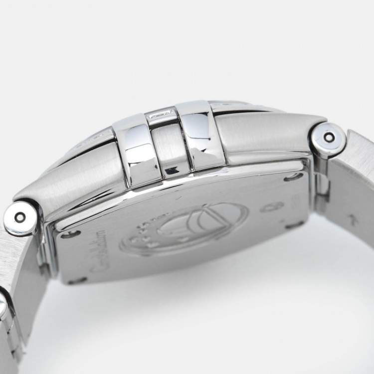 Pre Owned Omega White Mother Of Pearl Diamond Stainless Steel Constellation 123.15.24.60.55.006 Quartz Women's Wristwatch 24 mm