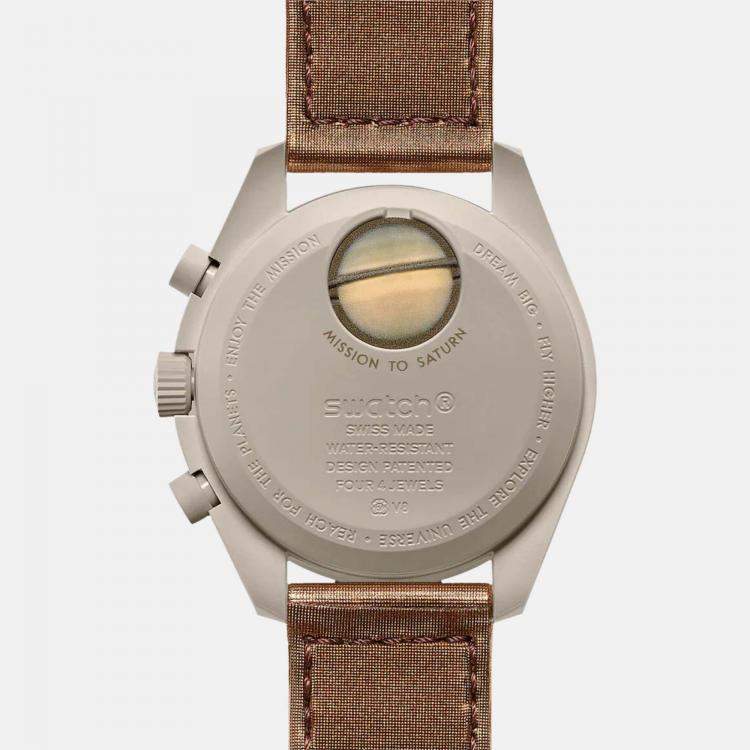 Pre Owned Omega Beige Velcro Omega Mission To Saturn  42 mm