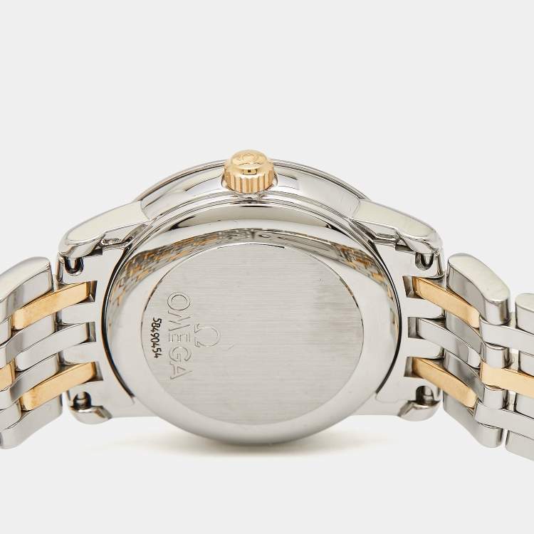Pre Owned Omega Silver 18K Yellow Gold Stainless Steel De Ville 4390.31.00 Women's Wristwatch 27 mm