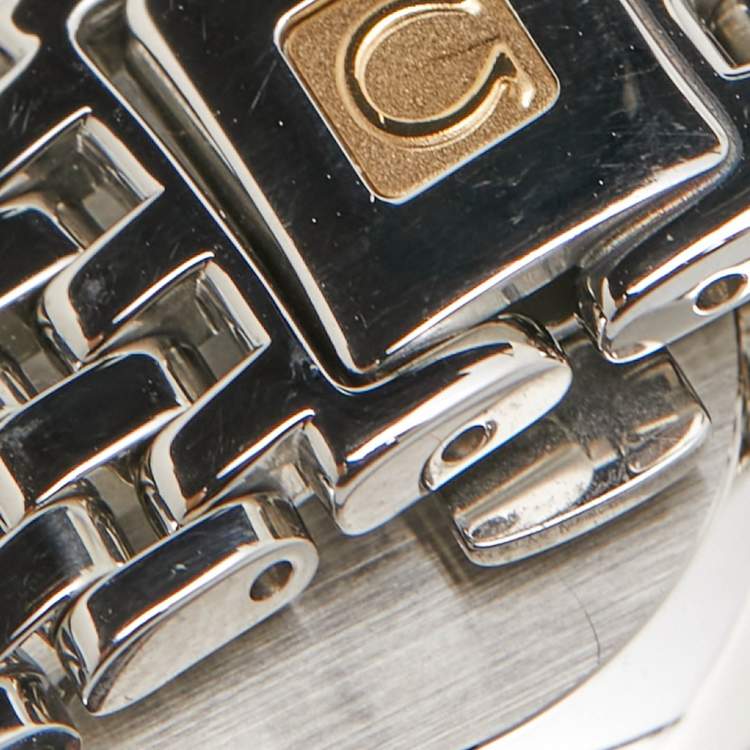 Pre Owned Omega Silver 18K Yellow Gold Stainless Steel De Ville 4390.31.00 Women's Wristwatch 27 mm