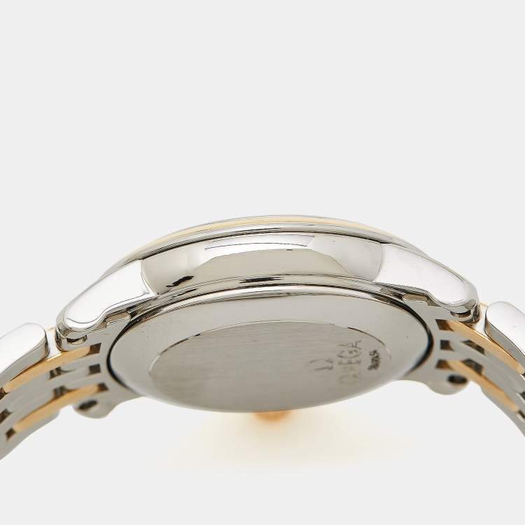 Pre Owned Omega Silver 18K Yellow Gold Stainless Steel De Ville 4390.31.00 Women's Wristwatch 27 mm