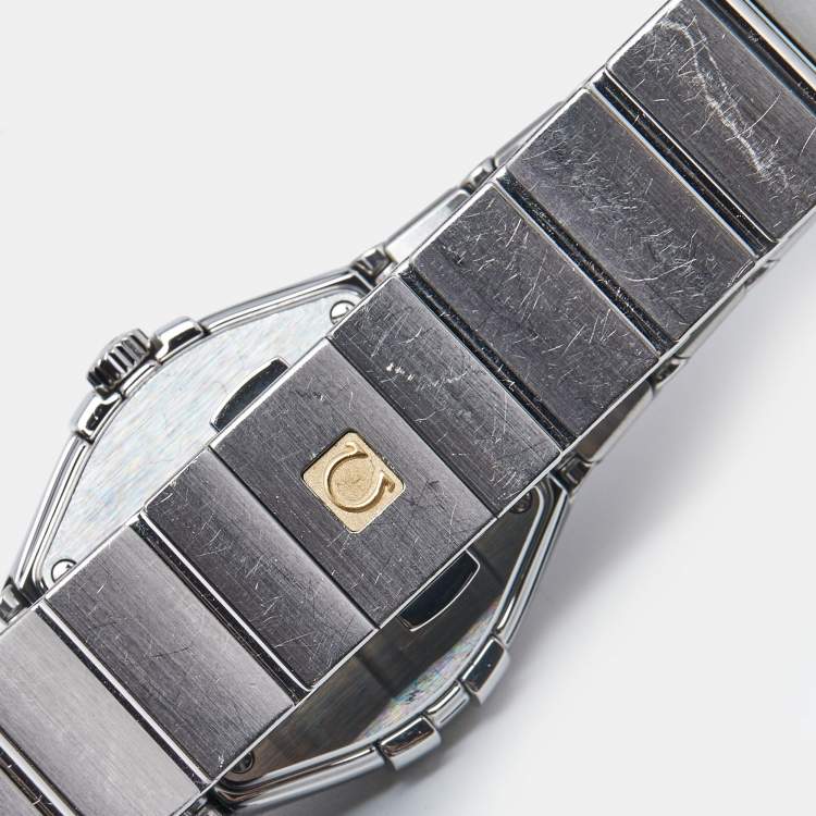 Pre Owned Omega Mother Of Pearl Diamond Stainless Steel Constellation 123.10.27.60.55.004 Women's Wristwatch 27 mm