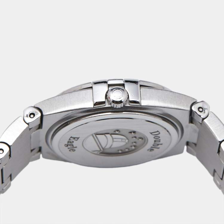 مملوكة مسبقًا Omega Mother Of Pearl Stainless Steel Diamond Constellation Double Eagle 1589.75.00 Women's Wristwatch 24 mm
