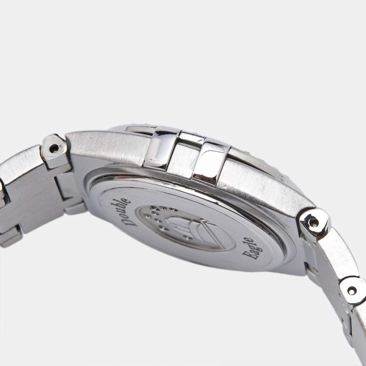 مملوكة مسبقًا Omega Mother Of Pearl Stainless Steel Diamond Constellation Double Eagle 1589.75.00 Women's Wristwatch 24 mm