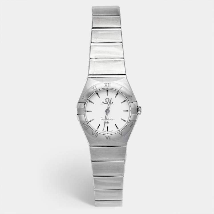 Pre Owned Omega Silver White Stainless Steel Constellation 131.10.25.60.02.001 Women's Wristwatch 25 mm