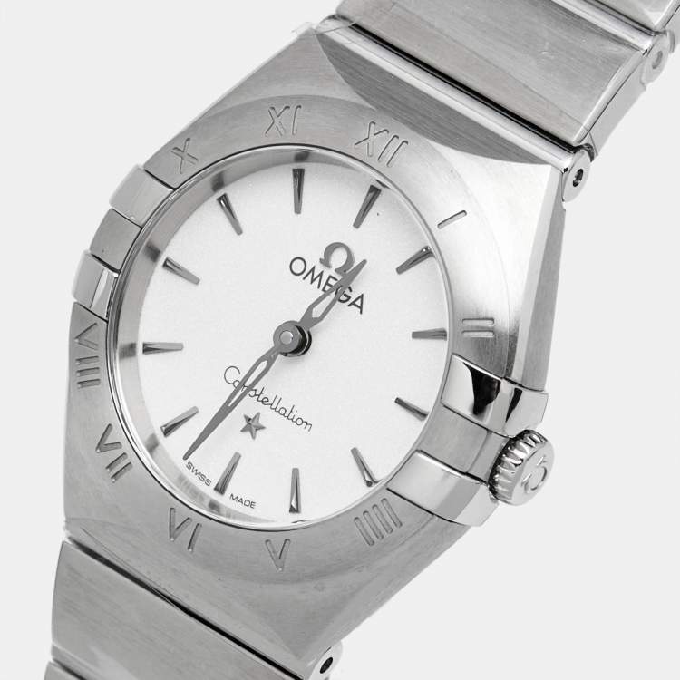 Pre Owned Omega Silver White Stainless Steel Constellation 131.10.25.60.02.001 Women's Wristwatch 25 mm