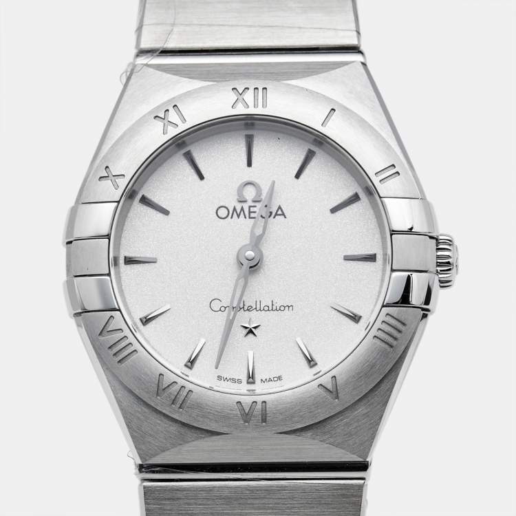 Pre Owned Omega Silver White Stainless Steel Constellation 131.10.25.60.02.001 Women's Wristwatch 25 mm