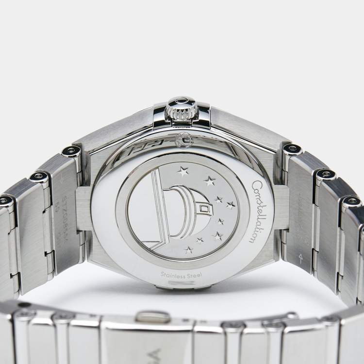 Pre Owned Omega Silver Diamond Stainless Steel Constellation 133.10.28.60.52.001 Women's Wristwatch 28 mm