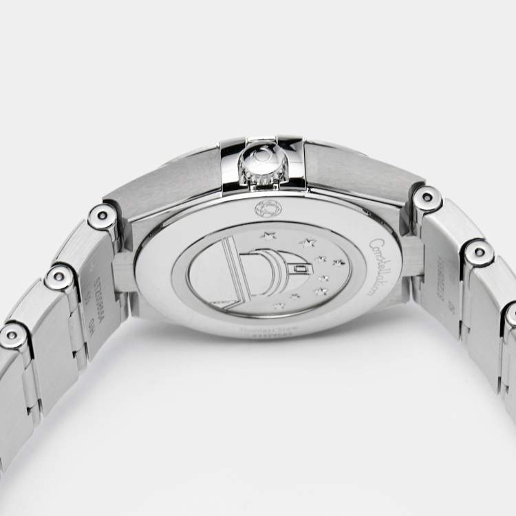 Pre Owned Omega Silver Diamond Stainless Steel Constellation 133.10.28.60.52.001 Women's Wristwatch 28 mm