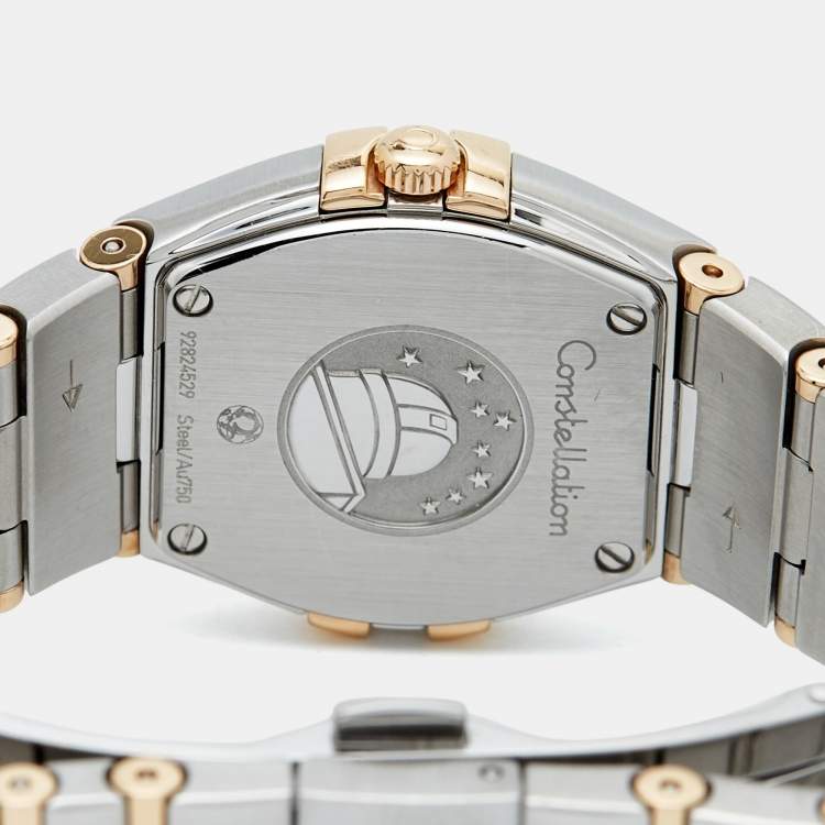 Pre Owned Omega Mother of Pearl 18K Rose Gold & Stainless Steel Diamond Constellation 123.20.24.60.55.001 Women's Wristwatch 24 mm